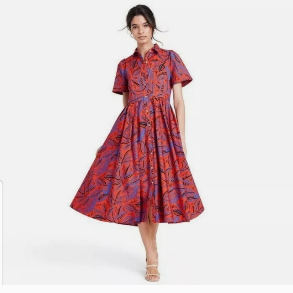 Alexis x Target Tropical Leaf Button Front Shirt Dress - Picture 14 of 14